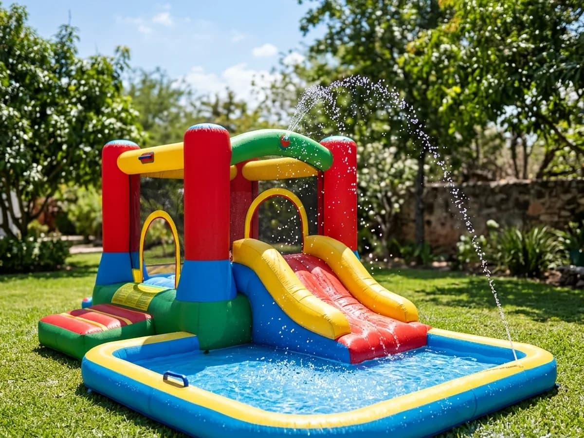 Inflable splash con resbaladilla y chapoteadero de agua